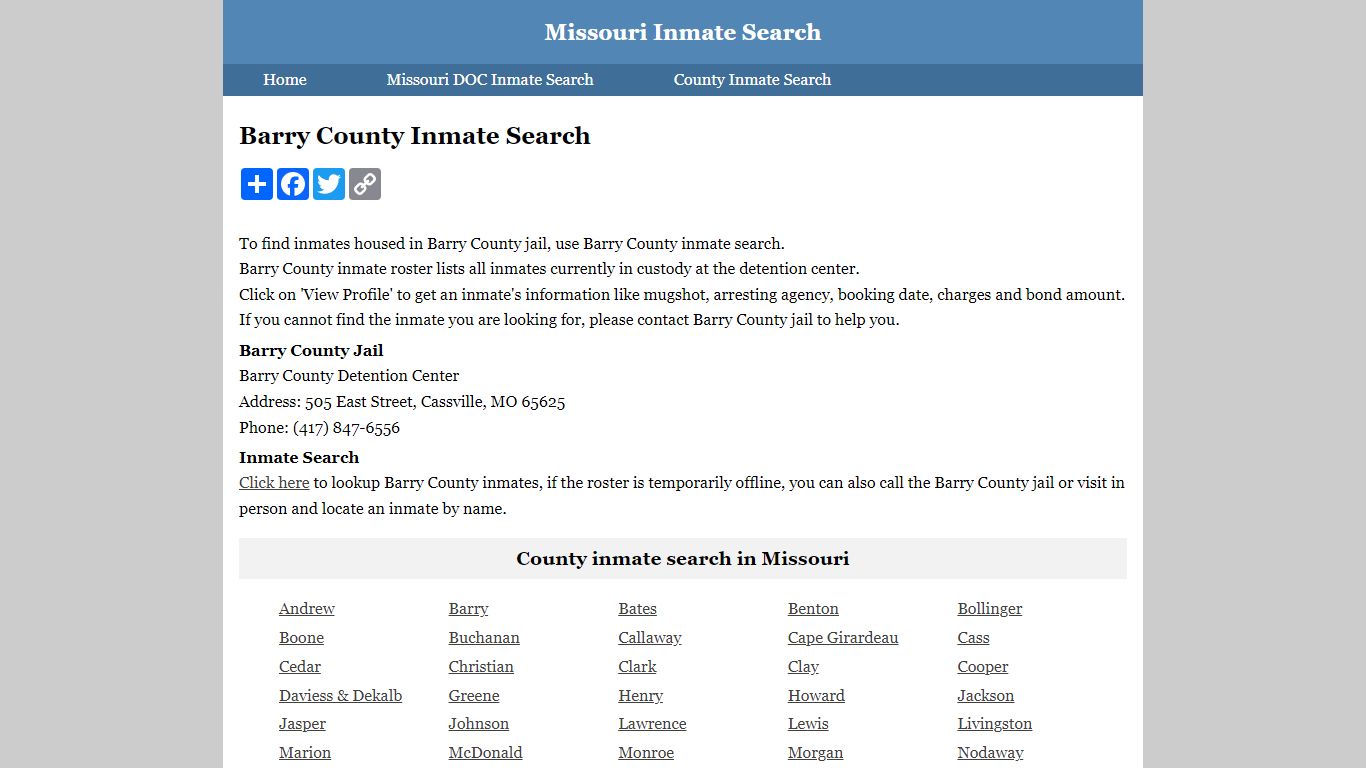 Barry County Inmate Search